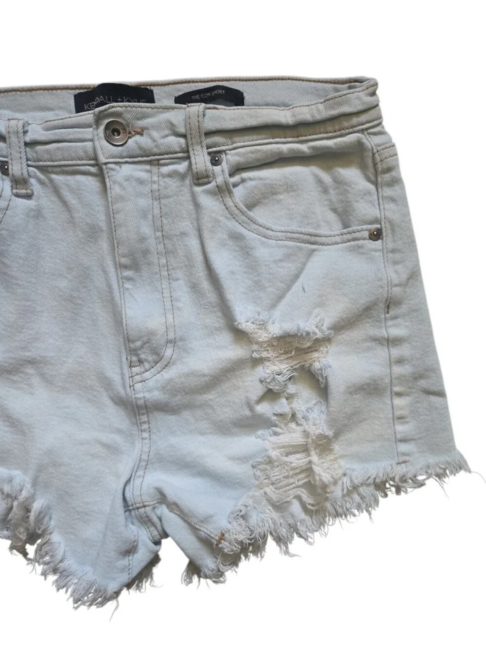 Kendall & Kylie Light White Ripped Denim Cutoff Shorts 9/29